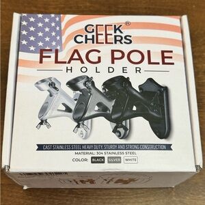 NIB, Geek Cheers, Flag Pole Holder, Stainless Steel